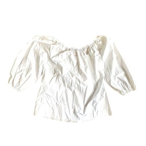Pomander Place White Brooks Square Neck Blouse 3/4 Sleeve Size Medium Preppy - Picture 10 of 12